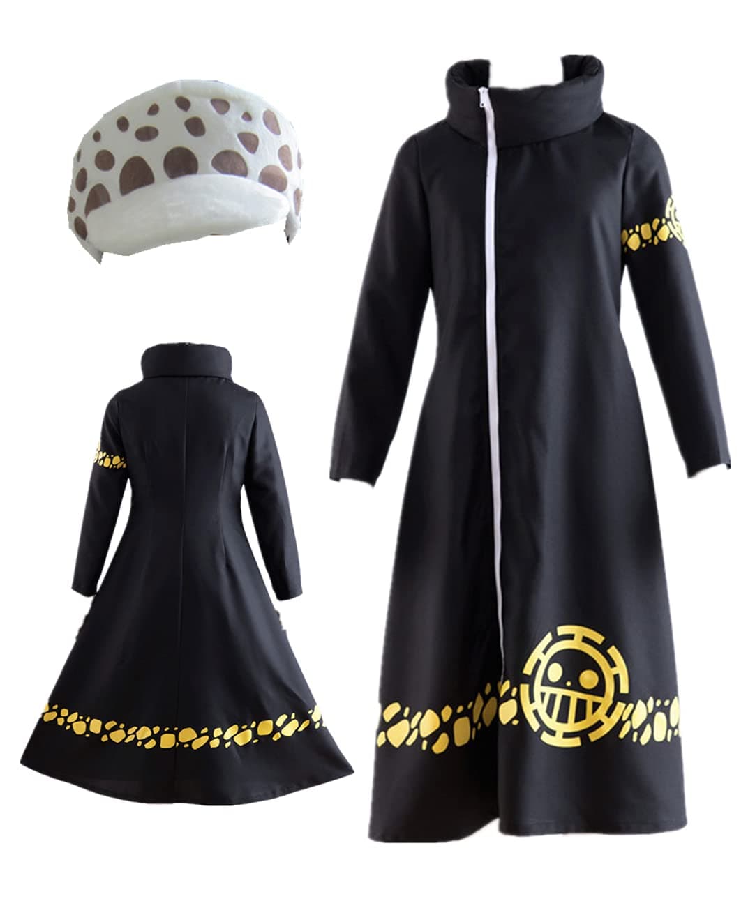US size men's coat Cosplay Costume Luo Adult Black printed Robe and hat Full suit