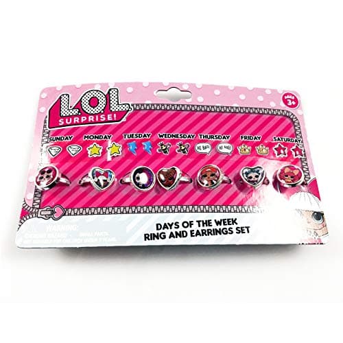 LOL Suprise Days of The Week Earring and Ring Set