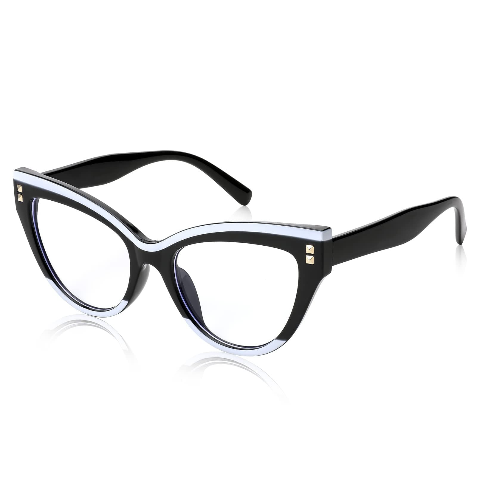 FEISEDY Women Oversized Blue Light Blocking Computer Glasses Fake Nerd Cat Eye Glasses Frame Anti Eyestrain B2323
