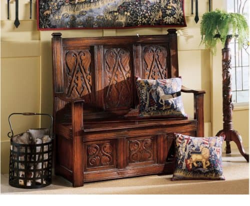 Treasure Mahogany Storage Handcarved Museum Quality Monks Replica Chair Bench Storage (Xoticbrands)