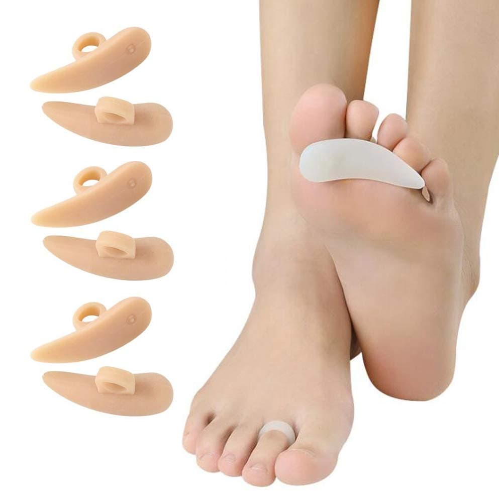6 Pieces Hammer Toe Cushion - Hammer Toe Gel Pads Corrector & Straightener for Curled, Curved, Claw & Mallet Toe Relief - Right & Left Gel Support Crest Cushion (Beige)