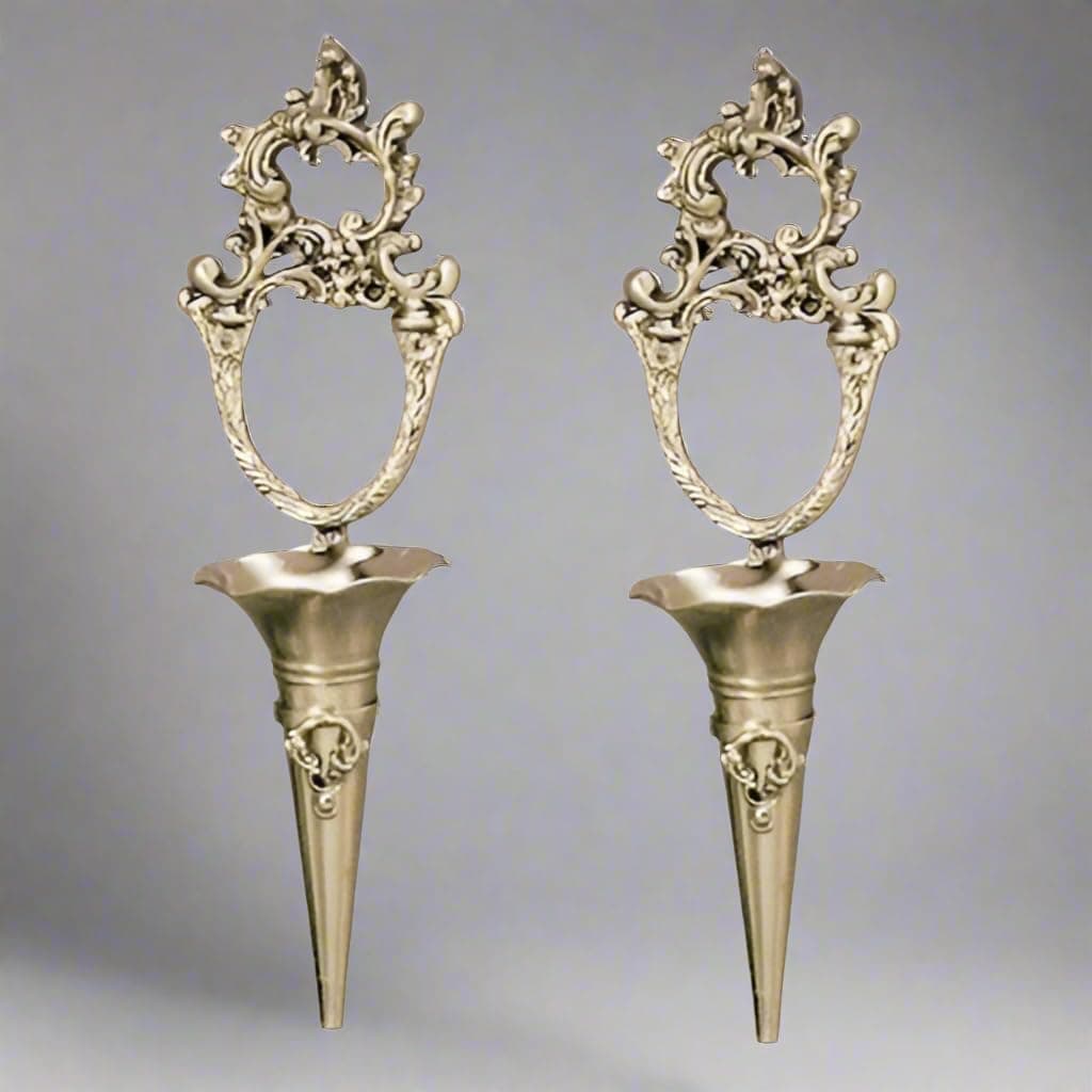 Brushed Nickel 15" H Hanging Tussie Mussie Sconce - Set of 2