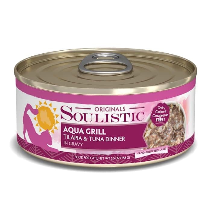 Soulistic Originals Aqua Grill Tilapia & Tuna Dinner in Gravy Wet Cat Food, 5.5 oz., Case of 8