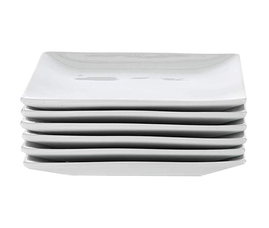 Danxia Salad Plates Porcelain Square 15×15×2cm - Set of 6, White