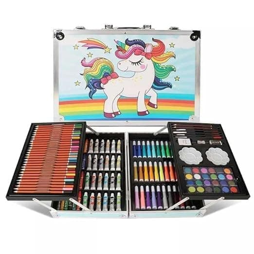 LUCHILA 145 Art Set All in one Drawing Art Supplies Kids Art Set for Drawing Coloring Paper Cutting Gifts Art Kits for Kids Girls Boys Teens Beginners Arts and Crafts for Kids (145 PCS Unicorn)