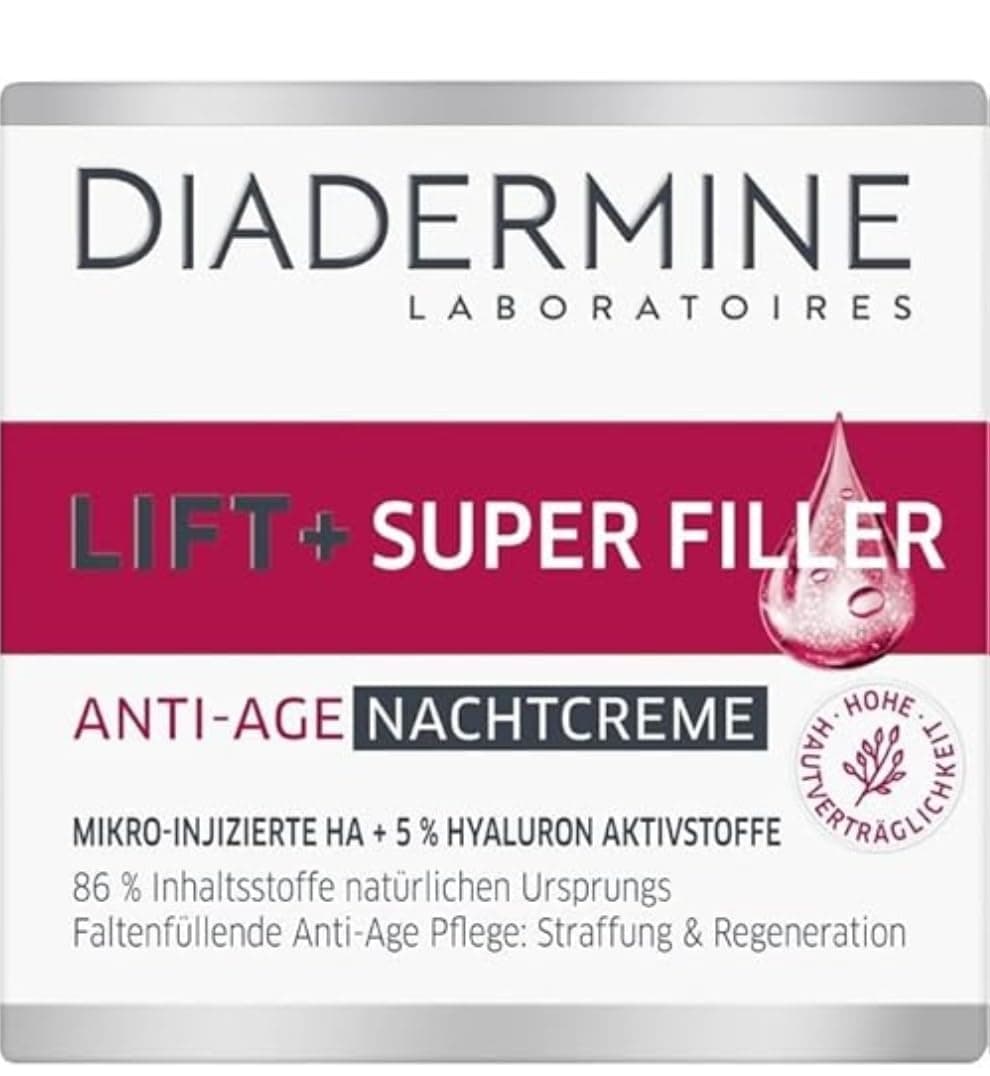 Diadermine Lift + Superfiller Hyaluron Anti-Age Night Cream - 1.76 Fl.oz (50 ml)