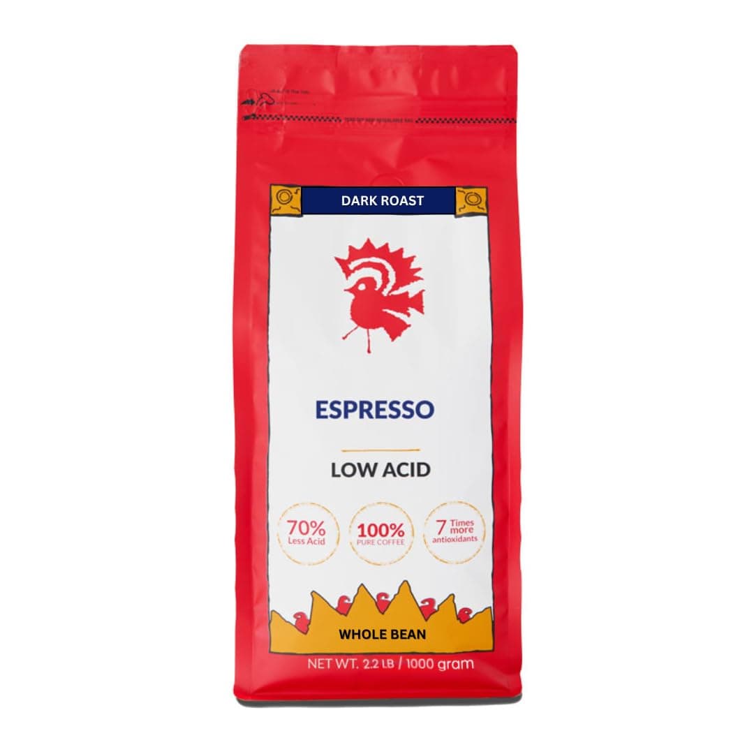 Puroast Low Acid Coffee Whole Bean | Espresso Roast Whole Bean | Dark Roast | High Antioxidants & High pH |No Bitter Aftertaste | Reduced Heartburn & GERD | Suitable for Cold Brew - 2.2 LB