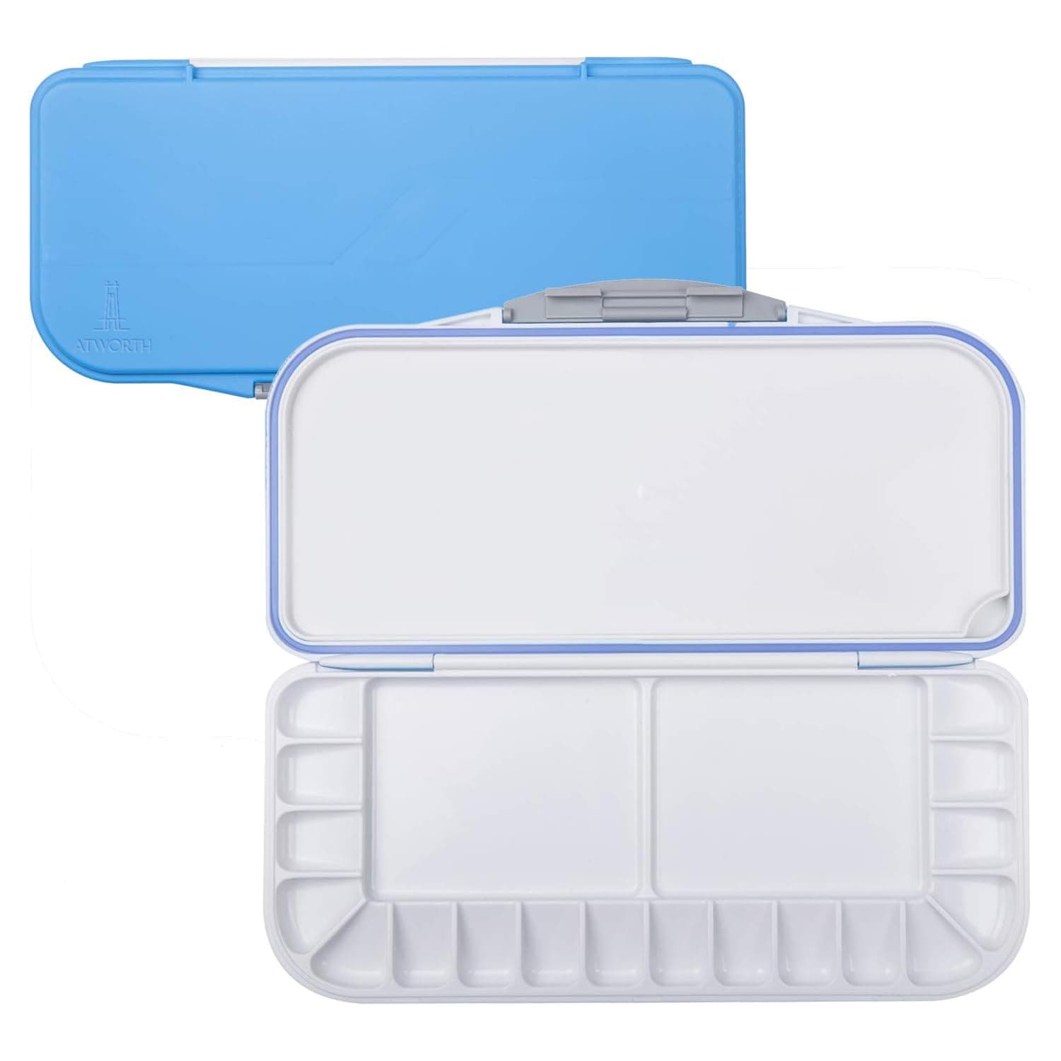 18-Well Premium Watercolor Paint Palette, Travel Portable Folding Paint Palette Box with 1+2 Mixing Areas for Watercolor