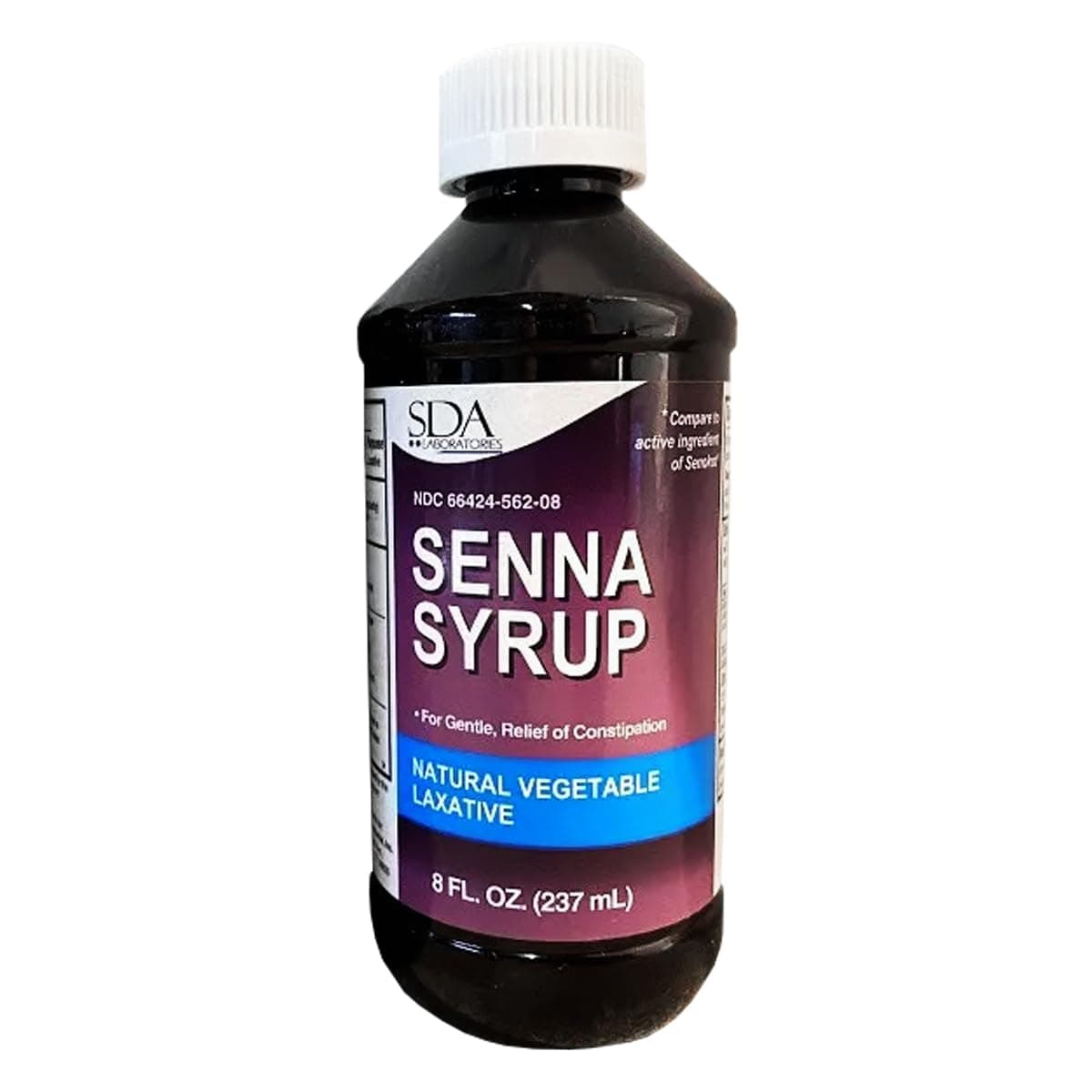 SDA Laboratories Senna Lax Syrup with Sennosides 8.8mg - Natural Vegetable Laxative, Gentle Constipation Relief, Chocolate Flavor, 8oz Fluid Bottle