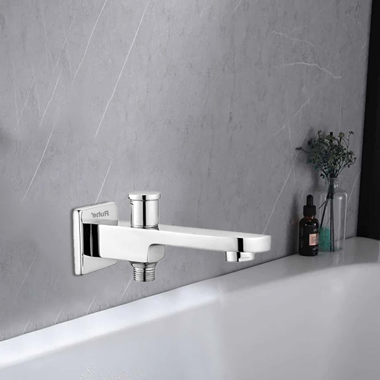 Pristine Bath Tub Spout Tip-Ton Faucet/Tap with Chrome Finish for Bathtubs | Wall Mount | Bathtub Spout with Flange | Brass Faucet Tap