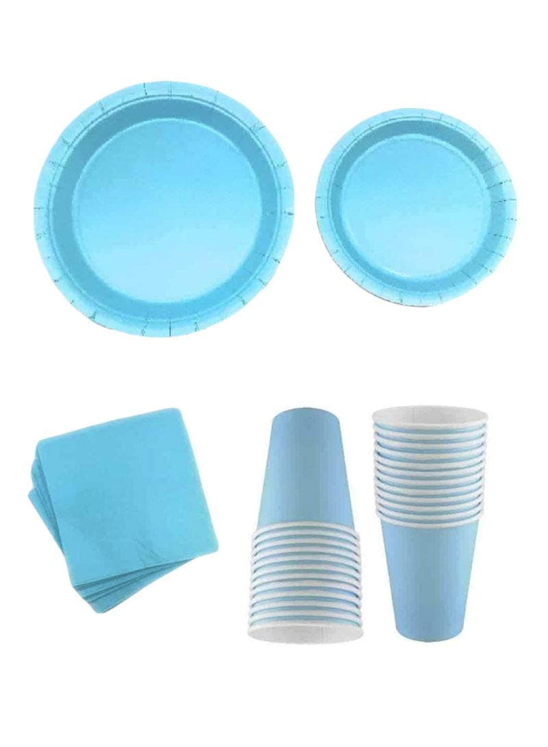 Party Time 54 Pieces Light Blue Party Supplies Party Tableware Paper Plates Napkins Cups for Weddings, Anniversary, Birthday for 12 Guests