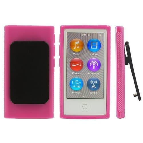 ANiceSeller(TM) Color TPU Rubber Skin Case Cover with Belt Clip for iPod Nano 7th Gen 7 7G(Pink)