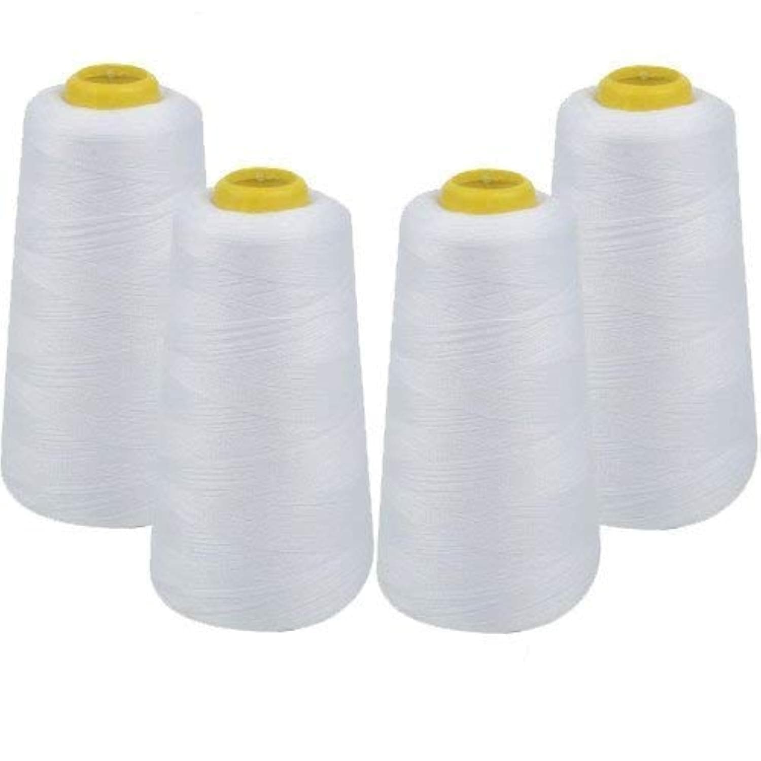 IZO Home Goods 4-Pack of 6000 Yards (Each) White Serger Cone Thread All Purpose Sewing Thread Polyester Spools Overlock (Serger,Over Lock, Merrow, Single Needle)