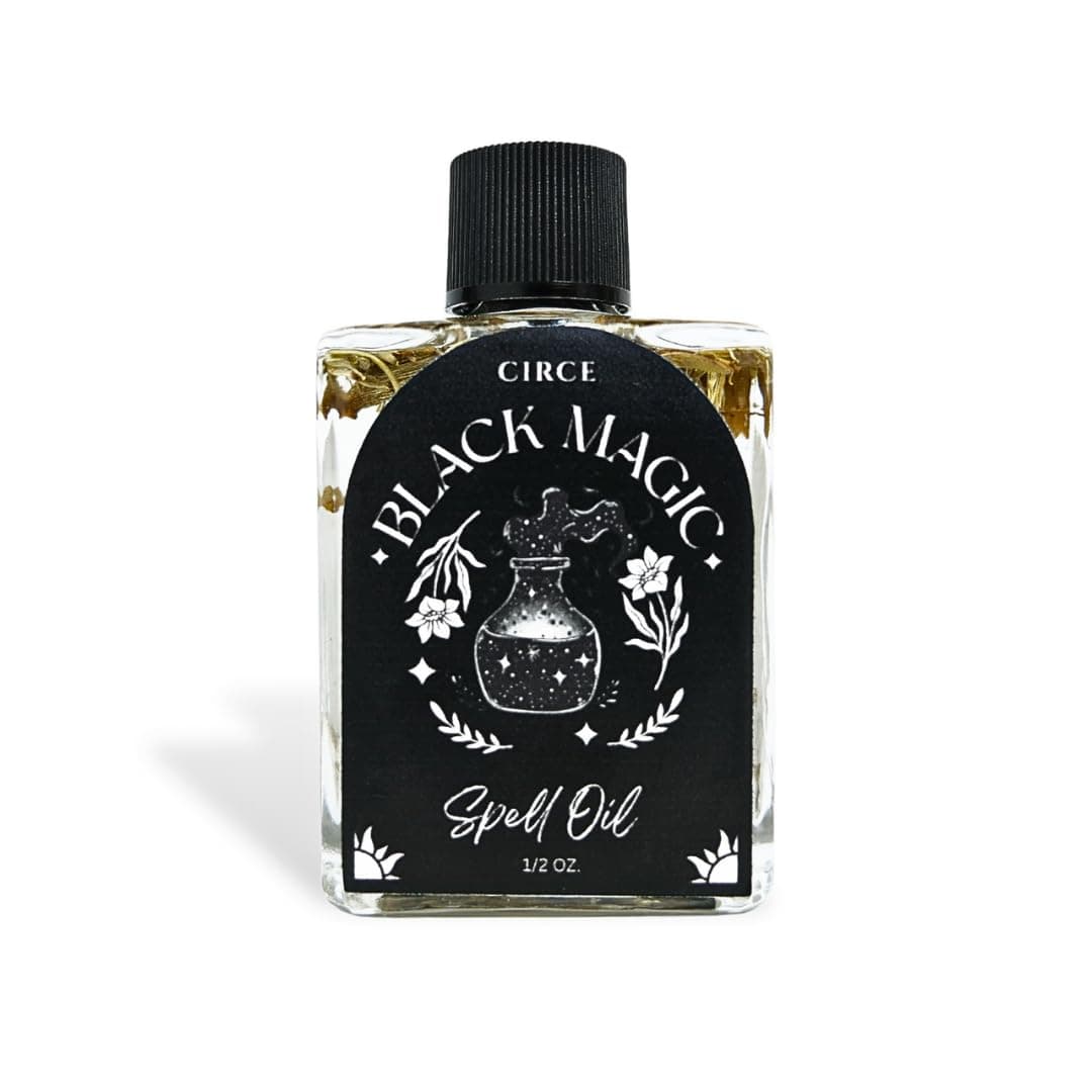 CIRCE Black Magic Spell Oil - for Setting Bold Intentions & Centering Your Energy - Add to Bath, Use in Rituals, Wear as Fragrance to Align w/Desires- Coconut Oil, Black Pepper & Rue Herb - 1/2oz