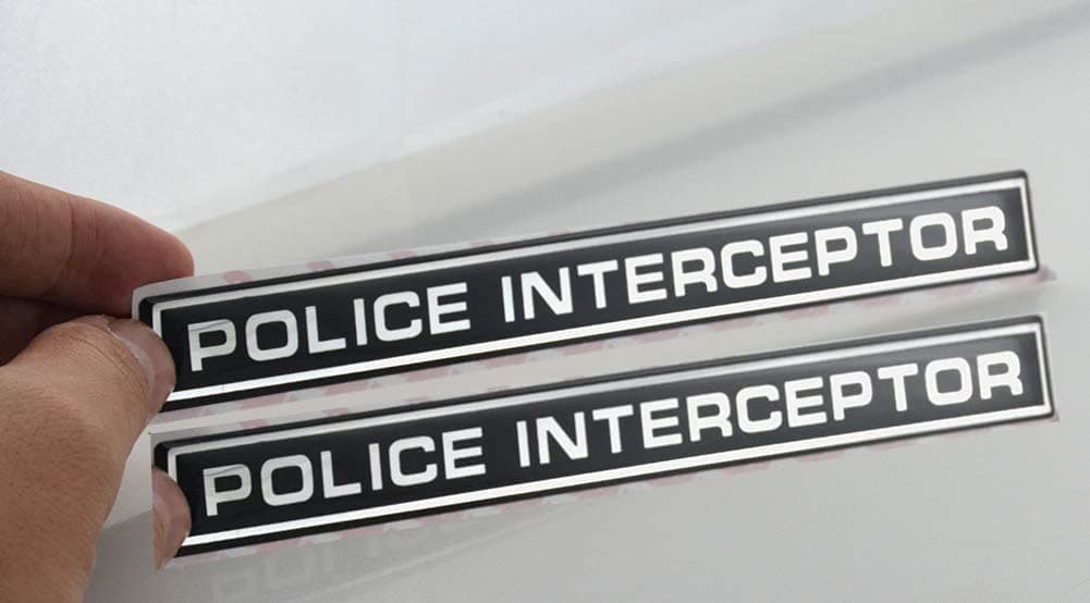 EmbRoom 2x Police Interceptor Emblem 3D Badge Car Decal Sticker Replacement For Explorer Crown Victoria Taurus (Chrome Black)