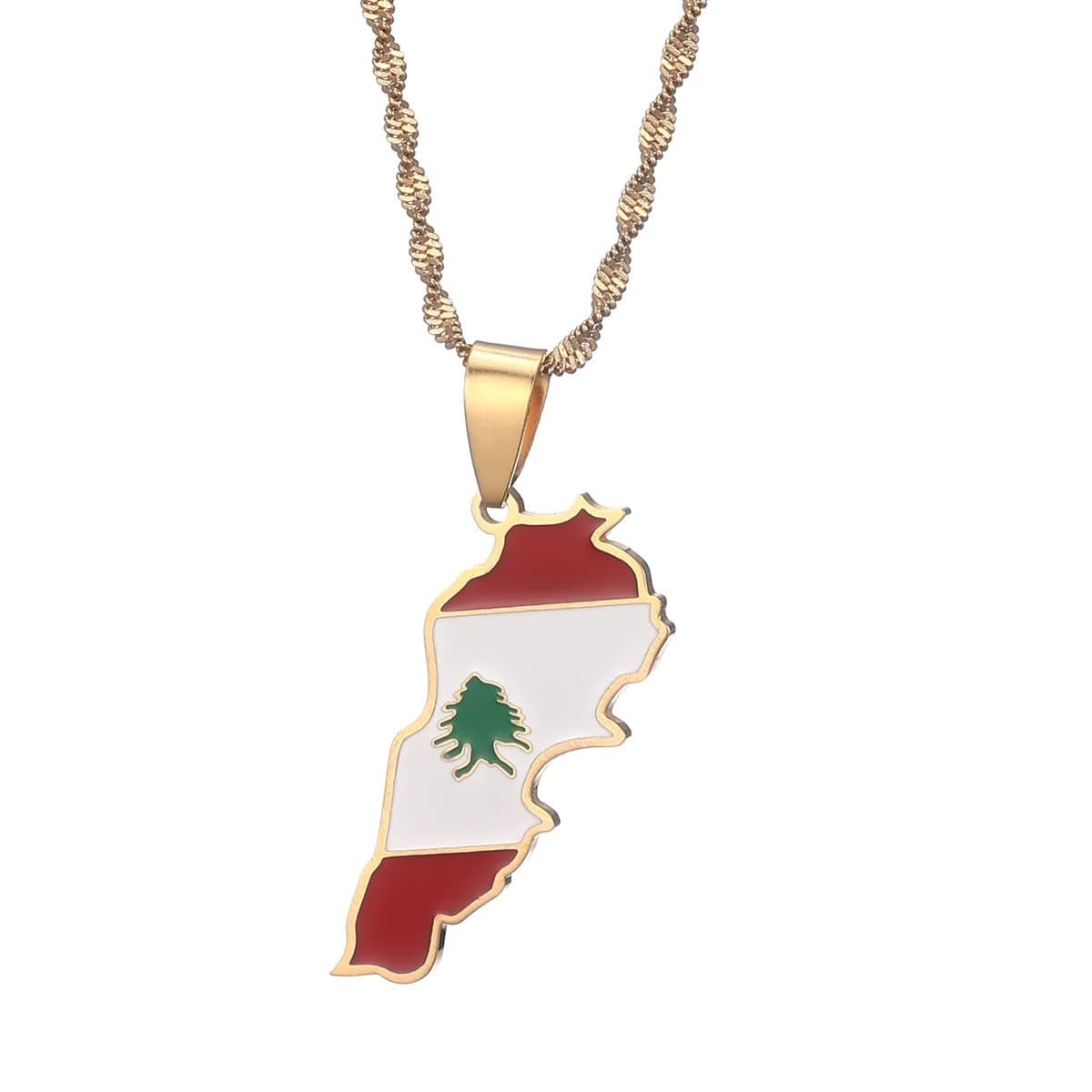 Yongkan JewelryLiban Map Flag Pendant Necklace Lebanon Maps Chain Necklaces Women Men Jewelry