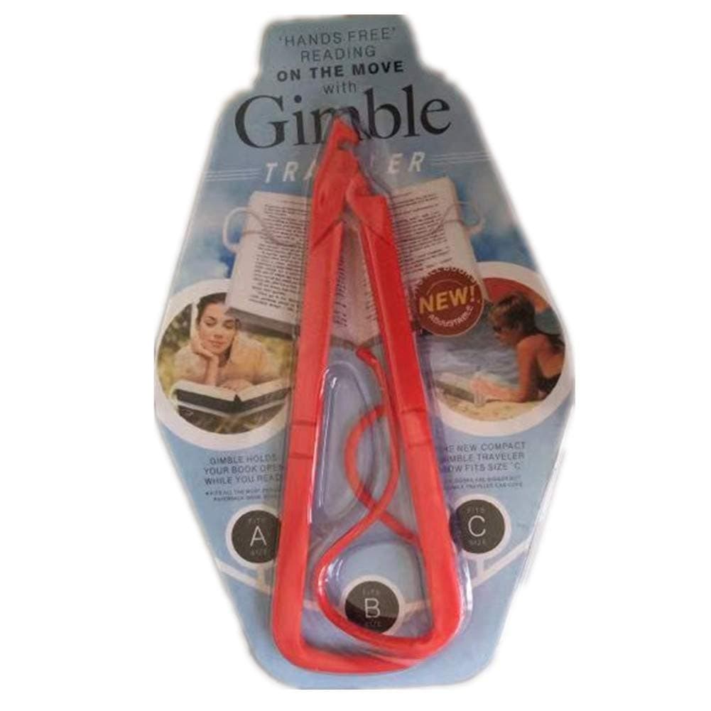 Gimble Adjustable Hand Free Reading Bracket Book Pages Holder for Reading, Portable & Foldable Relaxed Bookstand Book Support Clip for Office, Outdoor & Outside Reading Stand (Red)
