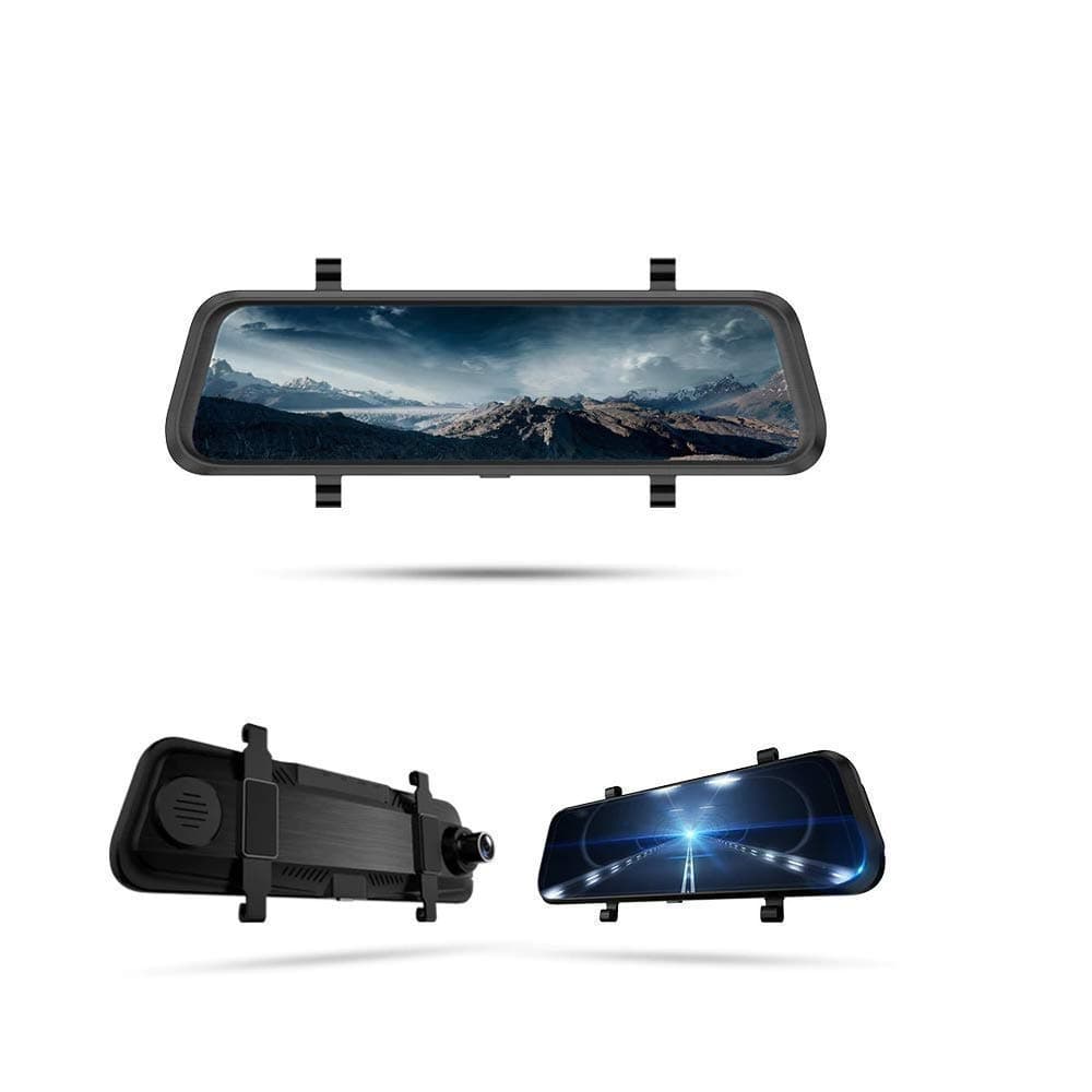 amiciVision Car DVR Dash Camera 10 Inch Rear/Back View Mirror Full HD 1080P, 170 Degree Wide Angle, G-Sensor, Night Vision Dash Video Recorder with 32GB SD