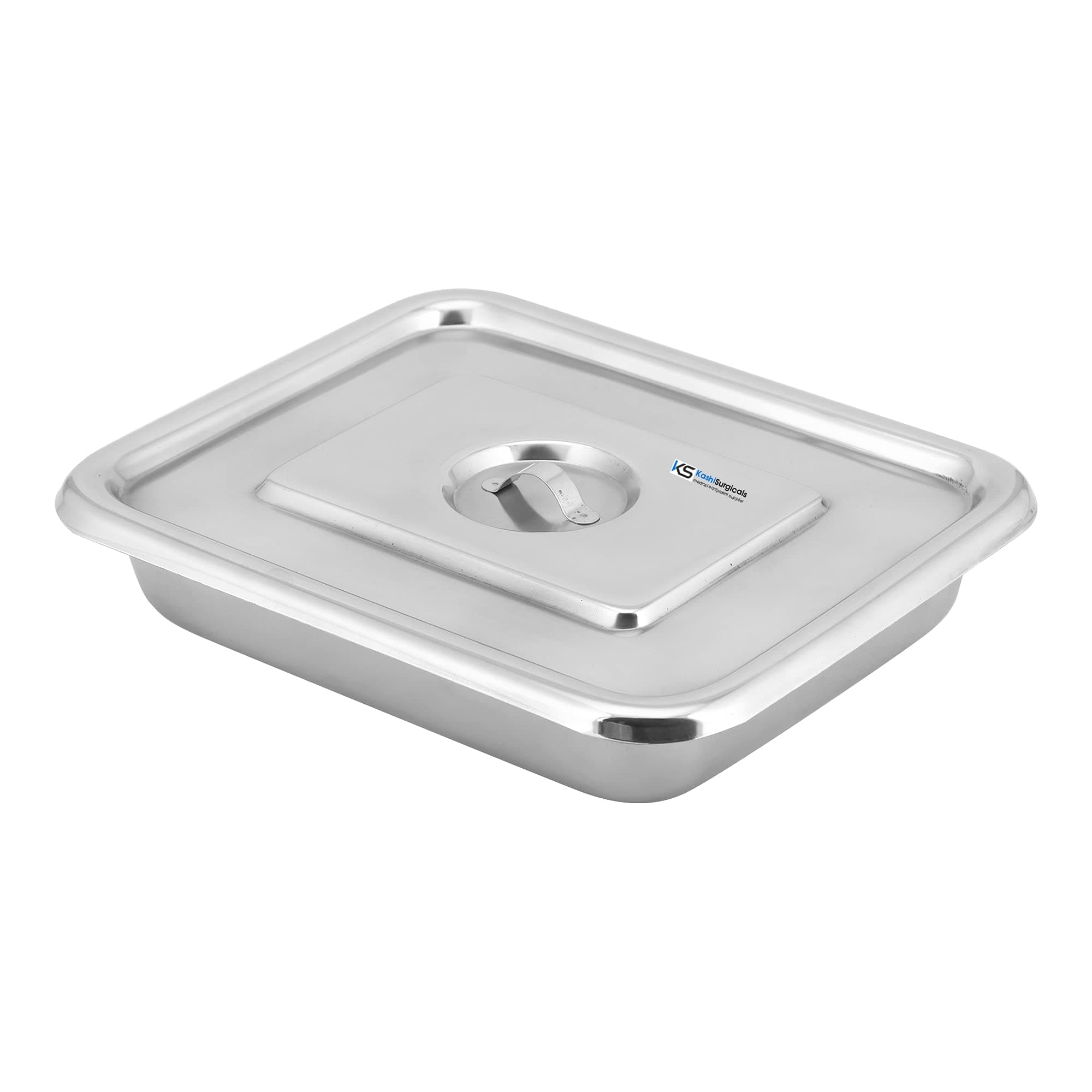 Stainless Steel with Cover Instrument Tray with Lid (10x8 Inch)