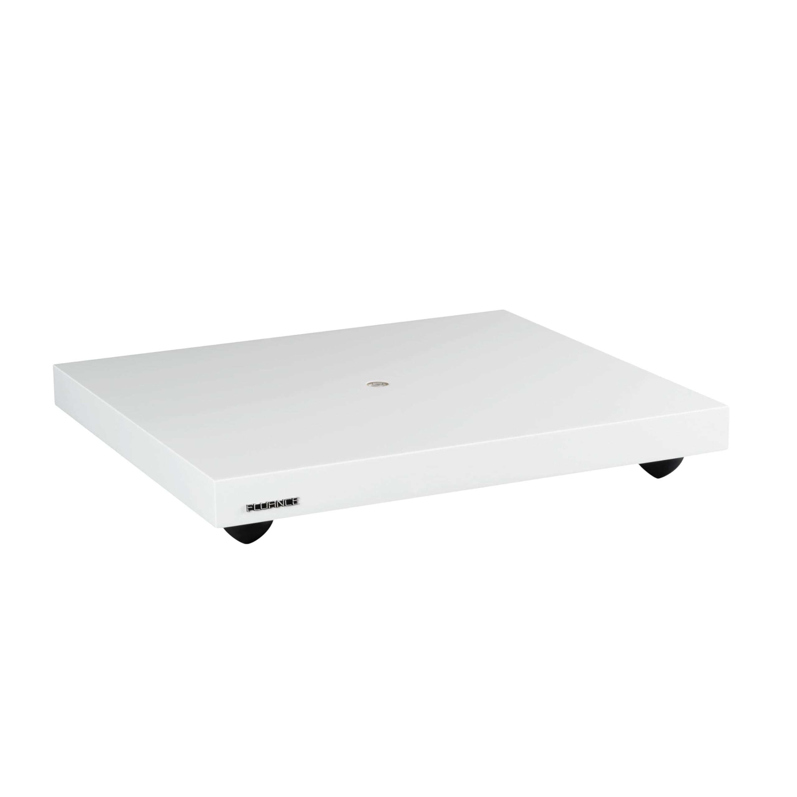 IB40 Turntable Isolation Base Anti-Vibration Wood Platform for Enhanced Sound Clarity and Superior Damping with Height Adjustable Feet, Bubble Level, Universal Compatibility- Piano White