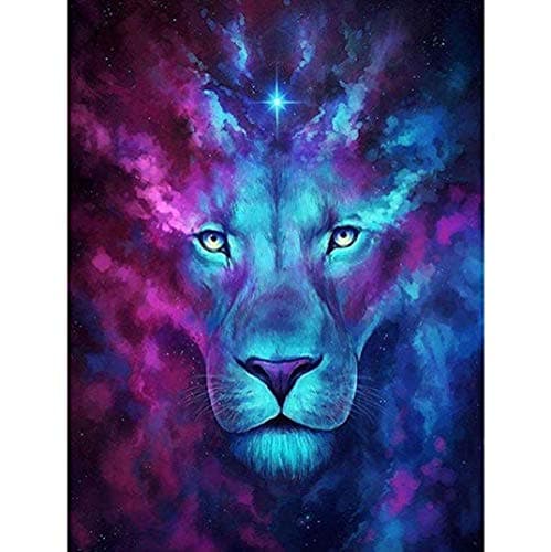 TOPOB Lion DIY 5D Diamond Painting by Number Kits, Full Square Drill Embroidery for Wall Decoration (30X30)