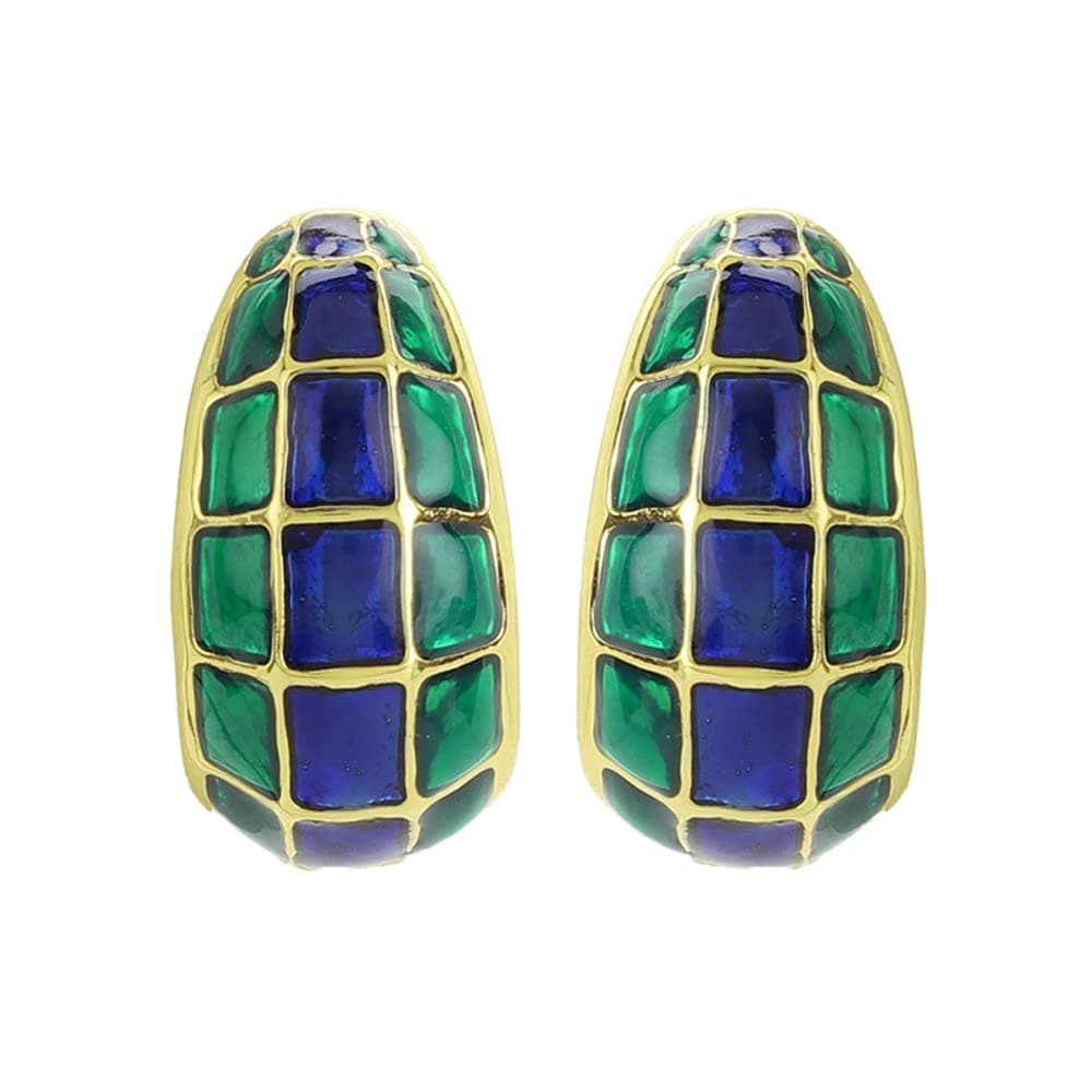 Estele 24 Kt Gold Plated Green and gold plates box trendy design studs for women