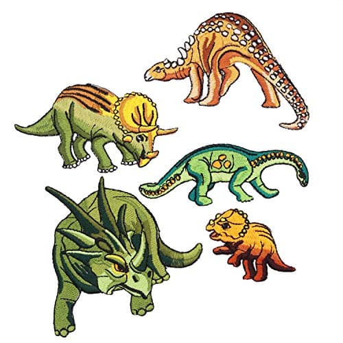 5pcs Dinosaur Iron on Patches Embroidered Motif Applique Assorted Size Decoration Sew On Patches Custom Patches for DIY Jeans, Jacket, Kid's Clothing, Bag,Caps, Arts Craft Sew Making (Dinosaur B 5pcs)