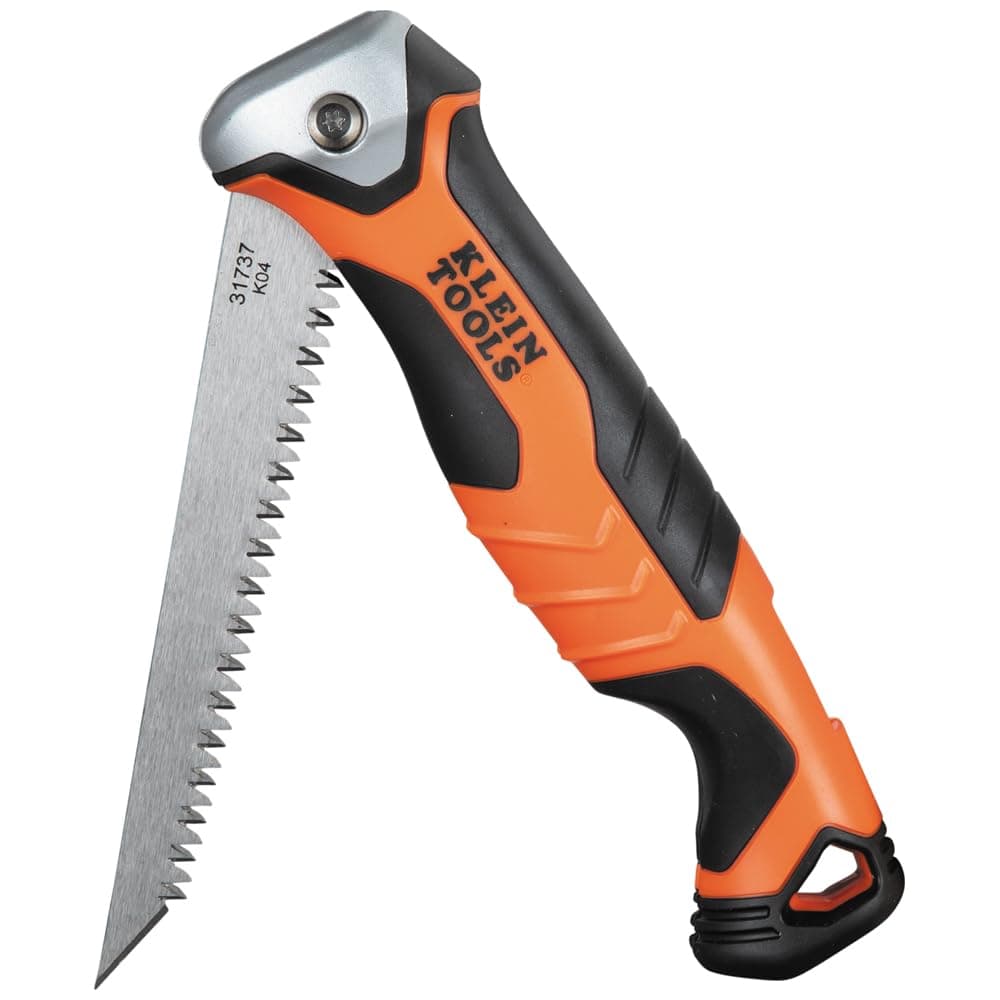 Klein Tools 31737 Folding Jab Saw/Drywall Hand Saw with Lockback at 180 and 125 Degrees and Tether Hole