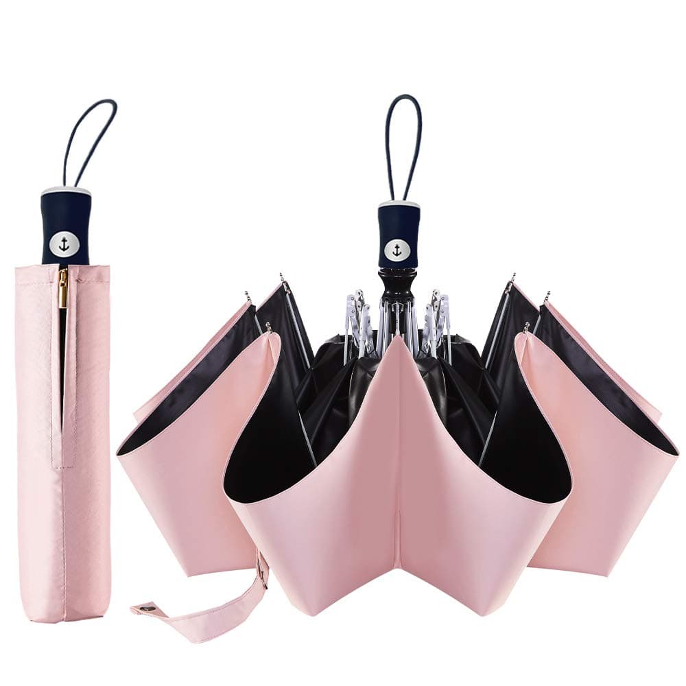 FDJASGY Sun Umbrella Compact Folding Travel Umbrella Auto Open and Close for Windproof, Rainproof & 99.9% UV Protection Parasol with Black Anti-UV Coating