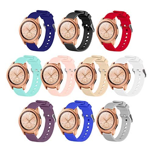 UCAI 10 Pack Bands Compatible with Galaxy Watch 3 41mm / Galaxy Active 2 40mm 44mm / Galaxy Watch 42mm Smart Watch, 20mm Silicone Sport Strap with Quick Release for women and men