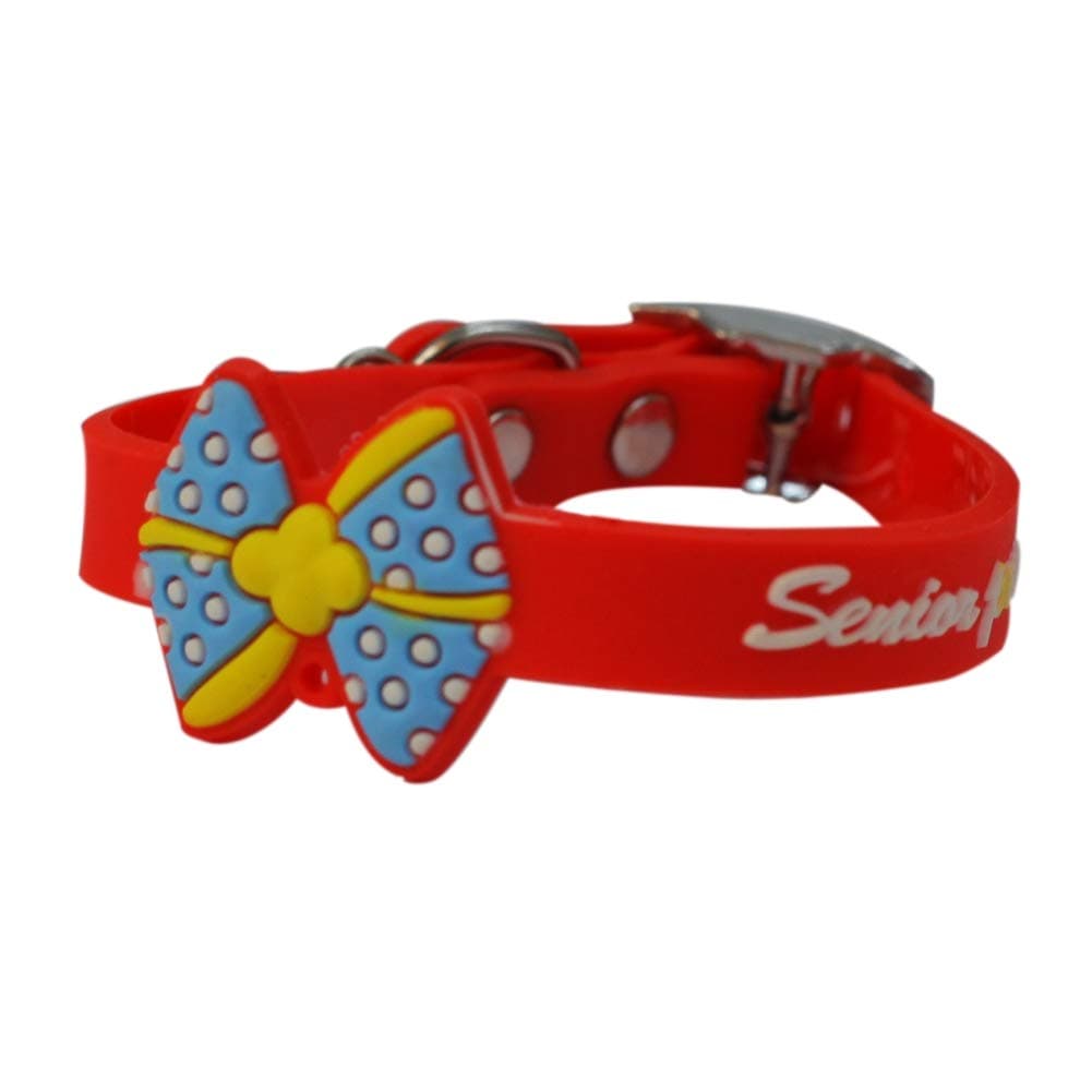Ezellohub Soft Rubber 10 mm Puppy (Small Dog) Collar with Bow and Bell (Red)
