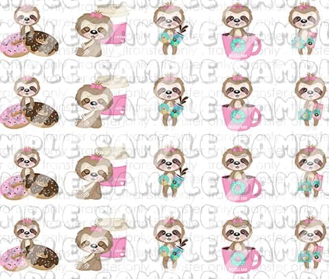 Feeling Slothee Sloth, Donuts, Coffee Sloths Nail Art Decals
