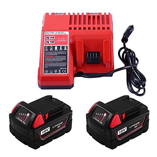 2Packs for Milwaukee M18 18V Batteries and Replacement M18 Lithium-ion Battery Charger GERTI BATT
