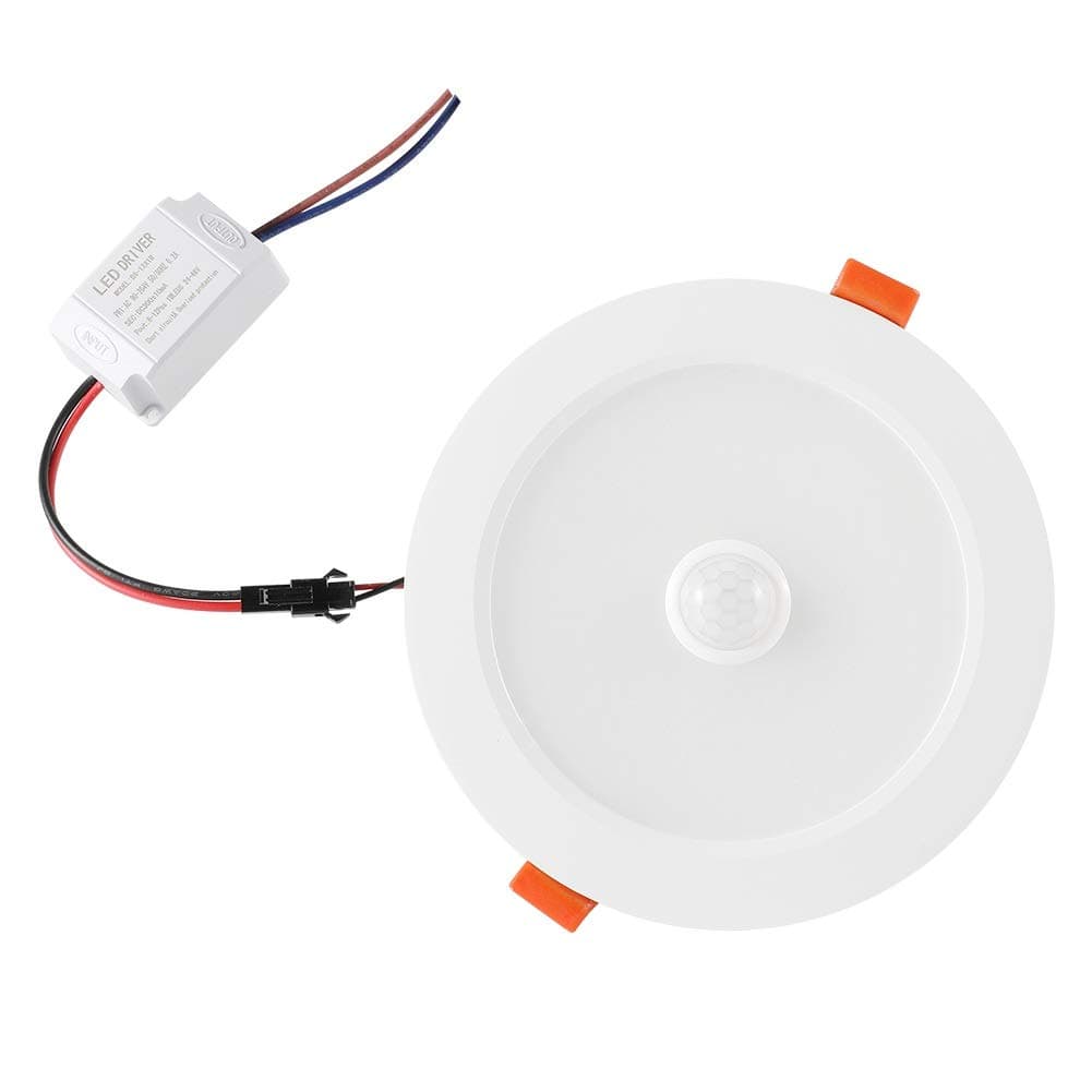 LED Flush Mount Ceiling Light Fixture, Dimmable Ceiling Light with Infrared Human Body Sensor, 12W LED Downlight with 30s Lighting Delay AC85-265V, for Closet Kitchen Stairwell Home(1 Pack)