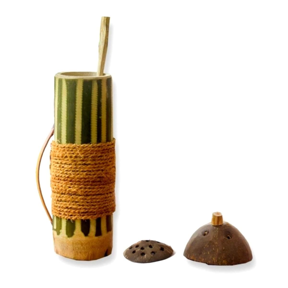- Bamboo Biriyani Maker - Traditional Biriyani Pipe - Bamboo & Coconut Shell - Brown - Round - Natural Finish