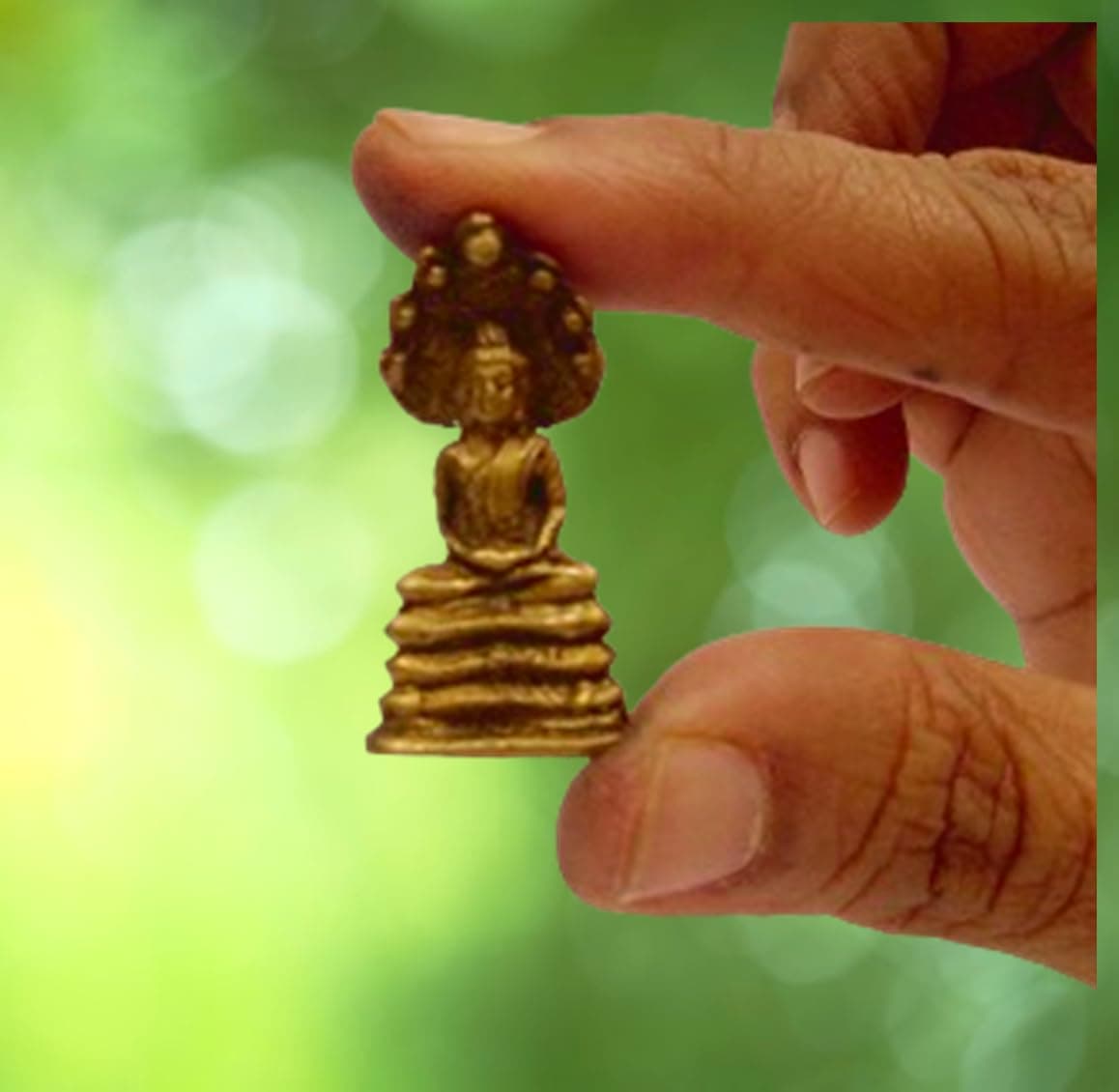 Purpledip Rare Miniature Jain Tirthankara Parshvanath: Unique Collectible Gold Finish Statue (12148)