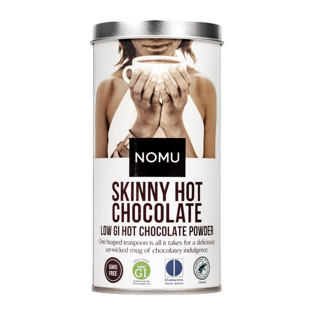NOMU Skinny 60% Cocoa Hot Chocolate, 33 Servings, No Sugar Added, 20 Calories, Rich Chocolate Flavor, Keto-Friendly, High Protein