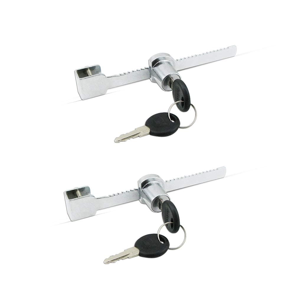 Sliding Showcase Locks 2 Pack Glass Door Ratchet Drawer Display Case Locks (Keyed Alike)