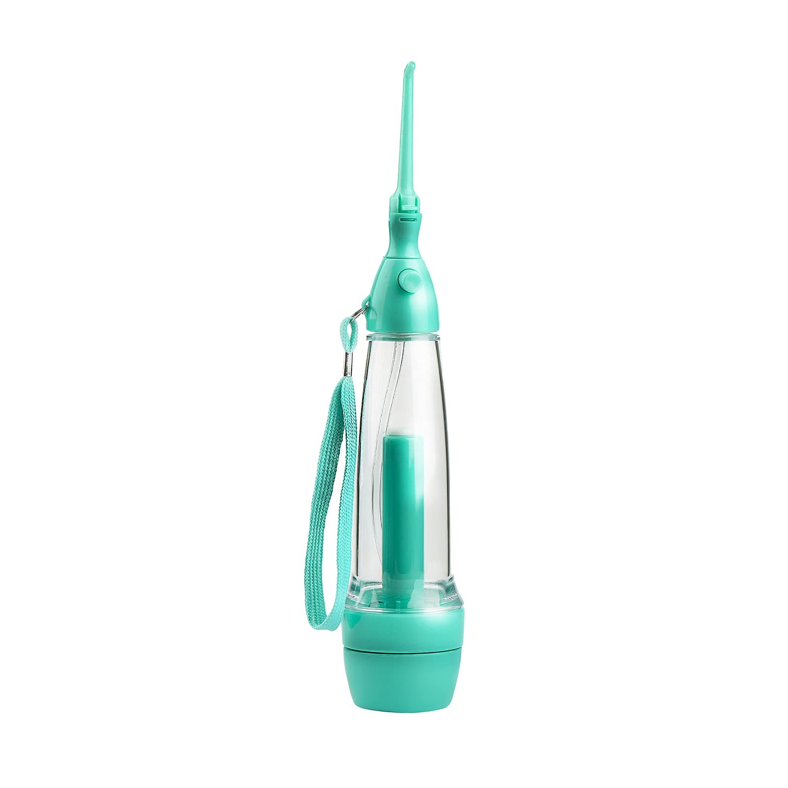 Cordless Water Dental Flosser Non-Electric Portable, Manual Air Pressure Simple Operation, Bottle Strengthening Dental Oral Irrigator for Home & Travel, Green.