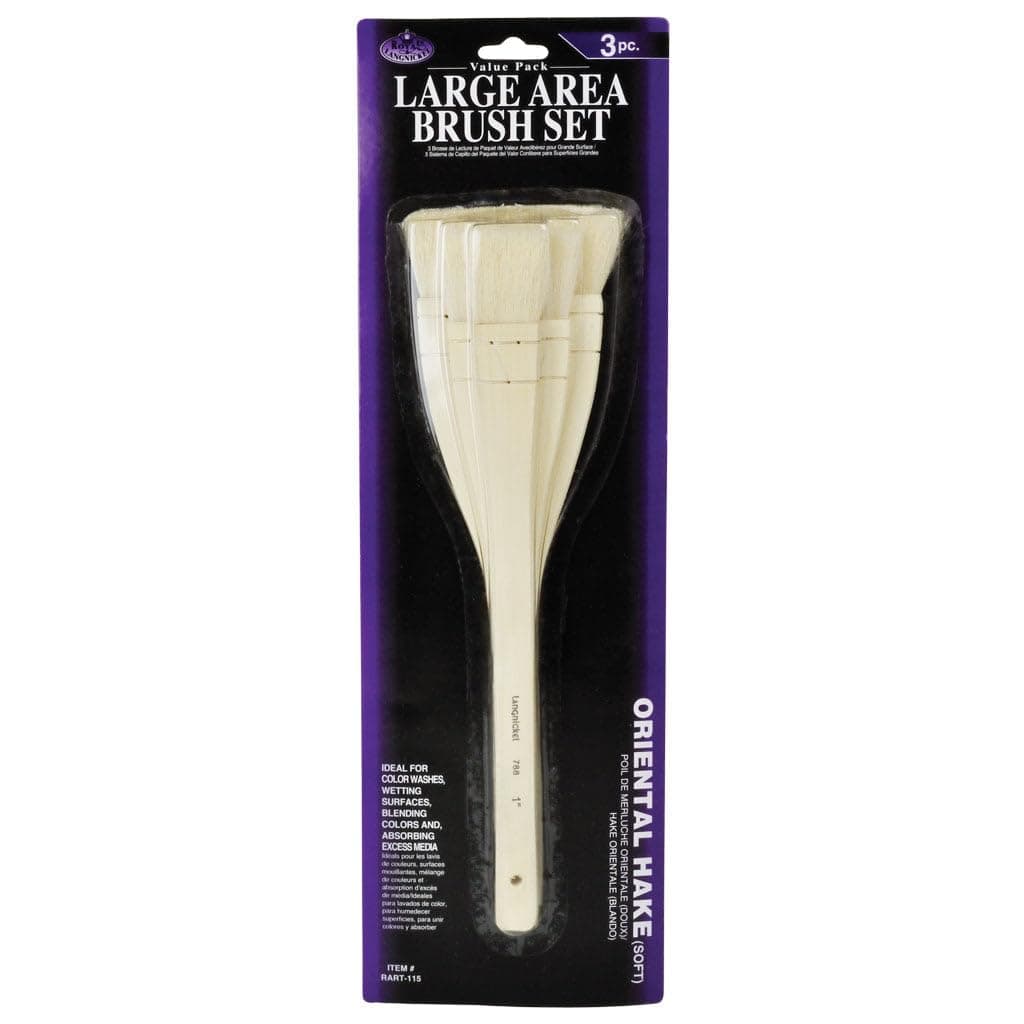 Royal Brush RART-115 Langnickel Large Area Brush Set, Chinese Hake Brushes (Pack of 3), Cream