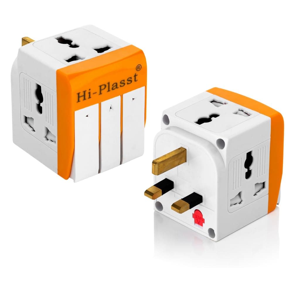 Hi-PLASST UK Plug Multi Plug Adapter - 13A Universal 3 Pin Multiplug Socket with Individual Switch, Type-G Flat Pin Plug Converter for Travel to UK, Hong Kong, London, Singapore, Dubai (Pack of 1)