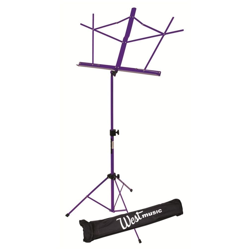 Wire Music Stand with Bag, Purple - Portable, Adjustable & Foldable for Sheets up to 8.5" x 11"