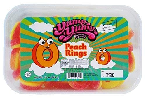 Yumy Yumy Tub Cholesterol & Fat Free Halal Gummy Candy 12oz (340g) (Peach Rings)