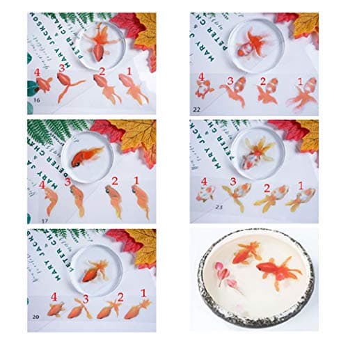 taxiner 5 Sheets Gold Fish 3D Mold Resin Stickers Decal Landscape Decorative DIY Crafts Material Decoration Jewelry Filling Tools