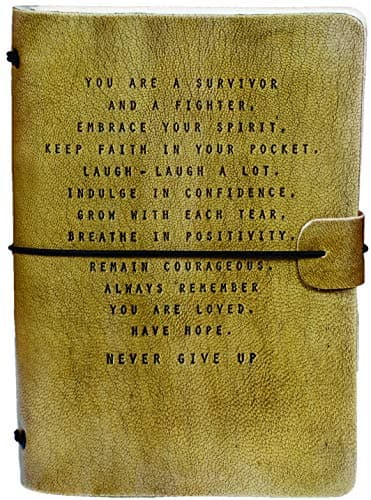 Daily Planner Refillable Quote Dotted Travel Leather Journal Writing Notebook Diary Cancer Sympathy Memorial Best Friend Gifts for Women Men 9 inches X 6 inches,90 Bullet Pages (180 Both Sides)