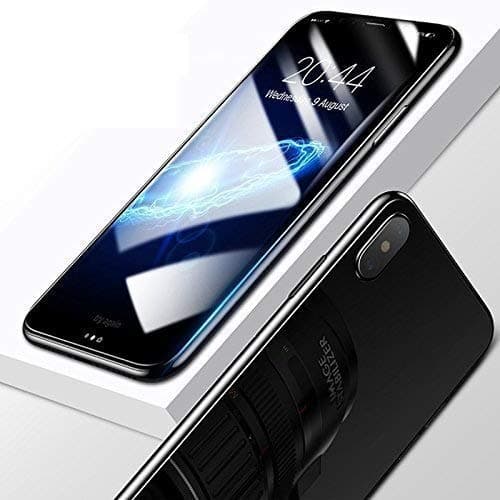 MARKET AFFAIRS 5D Round Curved Edge Tempered Glass Front+Back Screen Protector for IPhone X (Ten) (Black) (BLACK)