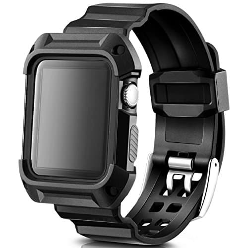 Casual Accessories Protective Watch Band Case Black Compatible Apple Watch 42mm. Durable Protective Case Save Your Apple Watch Black/Silver 42mm. Apple Watch Band 42mm Case Black for Series 1/2 / 3