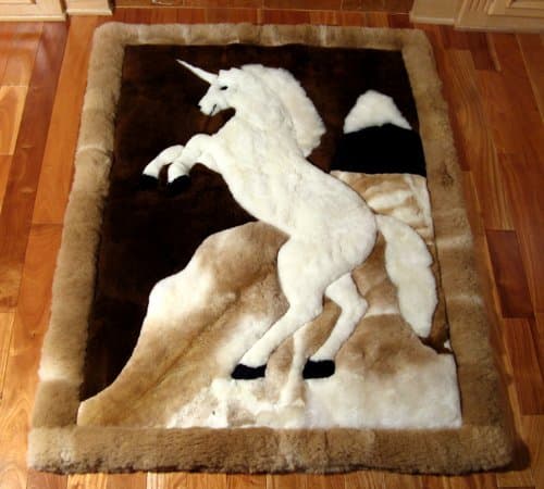 Prancing Unicorn Design Alpaca Area Rug