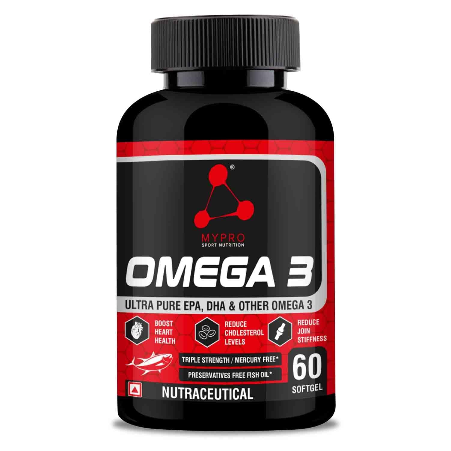 Omega-3 Fish Oil Ultra Pure EPA,DHA Boost Heart Health | Reduce Cholesterol Levels | Reduce Join Stiffness, Mercury Free Fish Oil For Men & Women 60-Soft Gel