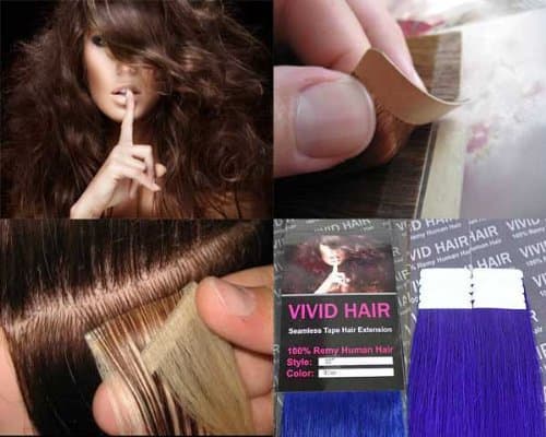 10 Pcs X 22" inches Remy Seamless Tape In Skin weft Human Hair Extensions Color Blue